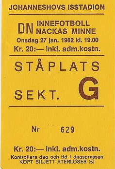 Wednesday 27 January 1982, kl 19:20  IFK Norrköping - AIK 0-2 (0-1)  Johanneshovs Isstadion, Stockholm