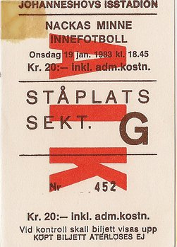 Wednesday 19 January 1983, kl 19:10  BK Häcken - AIK 2-1 (0-0)  Johanneshovs Isstadion, Stockholm